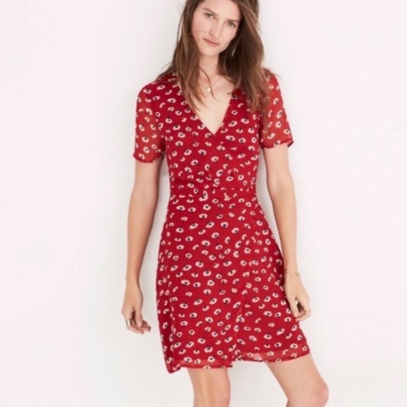 Madewell Dresses & Skirts - Madewell red wrap dress in seattle floral 0